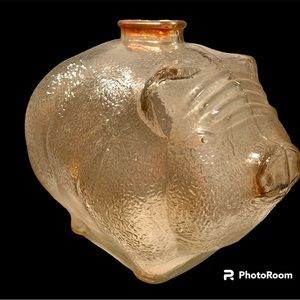 Anchor Hocking Amber iridescent Glass Piggy Bank LARGE